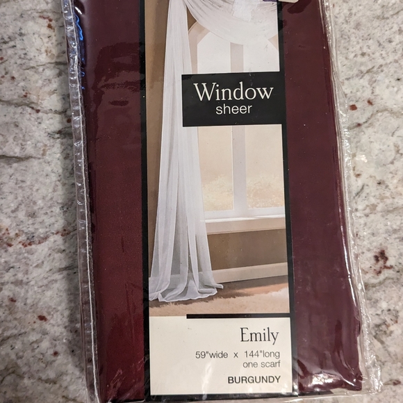 S. Lichtenberg & Co Burgundy Valance Swag Drapes Sheer Scarf Window Treatment - Picture 4 of 8